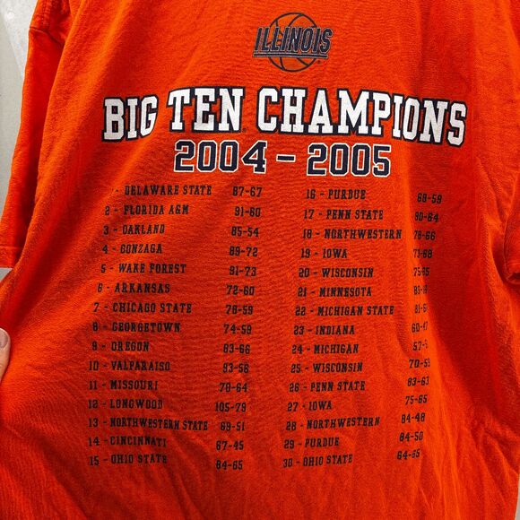 Illinois Fighting Illini 2005 Big Ten Champions Shirt Size L Games & Scores Back - Picture 4 of 6